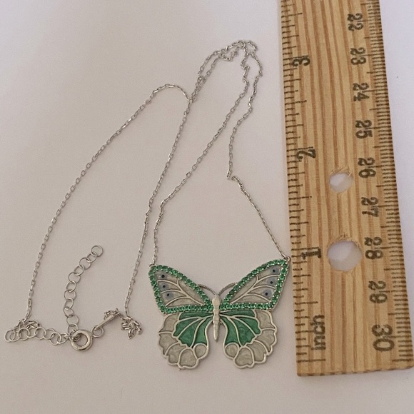 Silver butterfly handmade enamel evil eye necklace - Picture 2 of 2